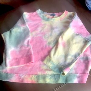 Large Neely” sweatshirt multi-tie dye short waist cotton